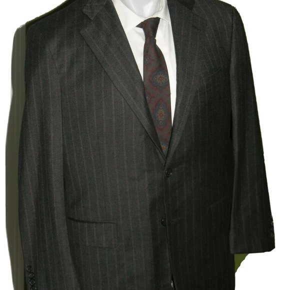 Brooks Brothers Golden Fleece Martin Greenfield Gray Stripe Two Button Suit 40R - Picture 8 of 13